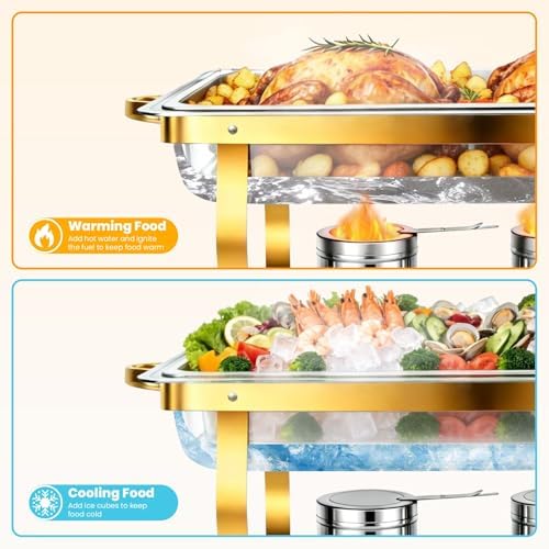 Stainless Steel Buffet Servers and Warmers Set for Wedding, Party, Banquet - Image 3