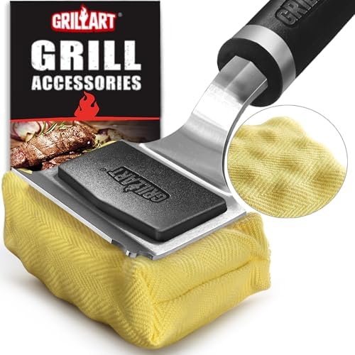 GRILLART Grill Brush Bristle Free Safe Steam Cleaning Tool, Replaceable Head for Any Grate Type - 17” Long Handle w/One-Fit-All Scraper - BBQ Accessories Cleaner for Outdoor Grill - Gifts for Men/Dad by GRILLART