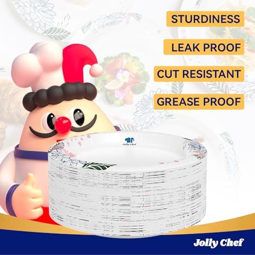 JOLLY CHEF 280 Count Paper Plates 8.37 inch Disposable - Image 4
