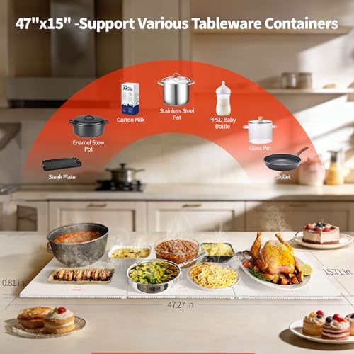 ODSD Food Warmers for Parties Buffet, 47"x15" Extra-Long Food Warming Tray - Image 7