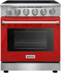 KOSTCH 30 inch Professional Electric Range with 5 Heating Elements Cooktop, 4.55 Cu. Ft. Convection Oven Capacity, Smooth Glass Top, in Stainless Steel, KOS-30RE06H (Red)