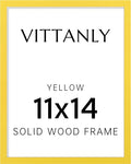 Vittanly 11x14 Picture Frame, Solid Wood Frame with Plexiglass, Includes 8x10 Mat, Wall Hanging for Photos, Home Decor, Yellow, 1 Pack