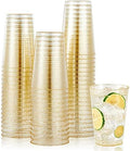 JOLLY CHEF 100 Pack 12 oz Gold Plastic Cups, Disposable Gold Glitter Cups by JOLLYCHEF