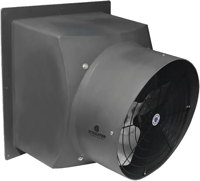 Schaefer 16" Direct Drive Hazardous Location Duct Exhaust Fan – Heavy Duty Stainless Steel Portable Utility Exhaust Ventilator W/Aluminum Shutter, Aluminum Blade for Greenhouse, Attic, Garage, Window
