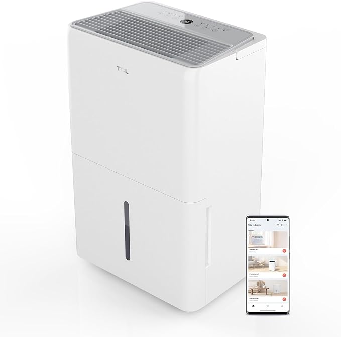 TCL 4500 Sq. Ft. Smart Dehumidifier with Pump, Energy Star, 50 Pints Per Day, Ideal for Whole House, Including Basements, Bedrooms, & Bathrooms, Works with Alexa/Google Assistant