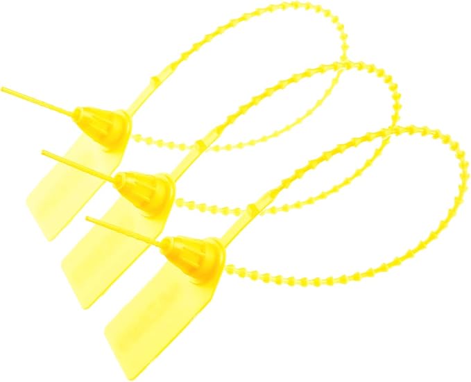 Plastic Security Seals Disposable Tags Safety Padlocks Zip Ties Numbered 9.84inches Yellow 200 pcs per Bag