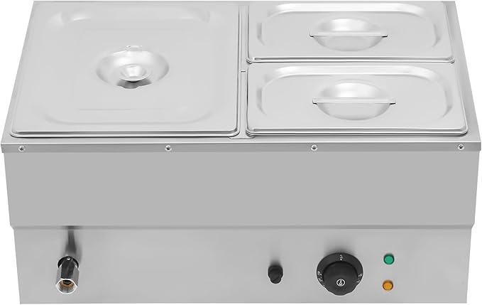 DYNAMI 110V 1500W Commercial Buffet Food Warmer,Large Capacity 3 Pan(2.4 * 2 Gal+1 Gal) Stainless Steel Electric Countertop Steam Table with Intelligent Thermostat Design,for Parties Buffet Catering