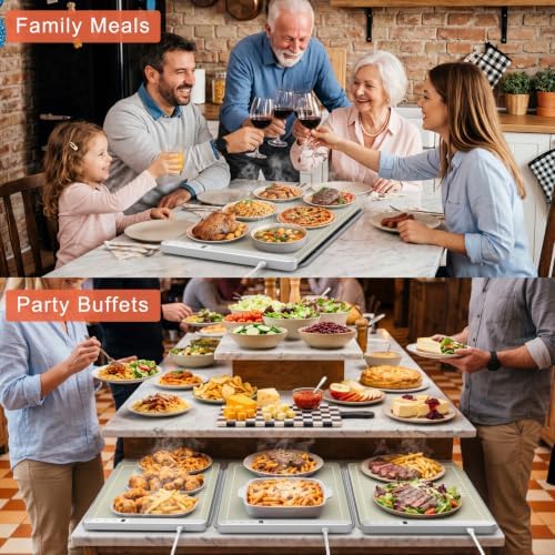 FYY Warming Mat for Food with Heat Resistant Pad, Prevent Countertop Cracks, Keep Meal Warm, Rapid and Full Surface Heating, 6 Temp Settings 6H Timer, Upgraded Rollable Portable Food Warmer Mat Khaki - Image 5