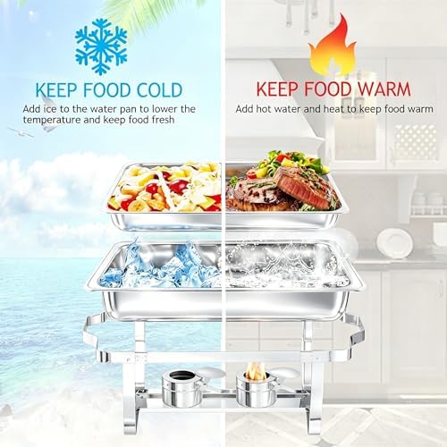 Chafing Dishes for Buffet, 4 Pack 9 Quart Stainless Steel Chafer Set - Image 4