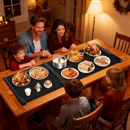 2-Piece Expandable Food Warming Mat, 42"x16", Black - Image 2