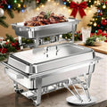 Also GO 2 Pack Stainless Steel Chafing Dish Buffet Set & 2 Serving Tongs by ALSOGO