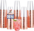 JOLLY CHEF 12 oz Rose Gold Plastic Cups Tumblers 100 Pack Disposable Clear by JOLLYCHEF