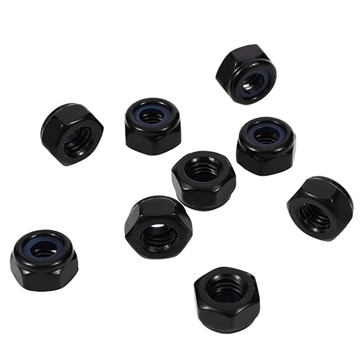 MewuDecor 1/2-13 Nylon Insert Hex Lock Nuts Locknuts, 304 Stainless Steel 18-8, Black Oxide (304), 10 PCS