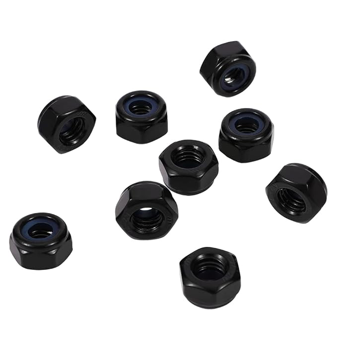 MewuDecor 1/2-13 Nylon Insert Hex Lock Nuts Locknuts, 304 Stainless Steel 18-8, Black Oxide, 25 PCS