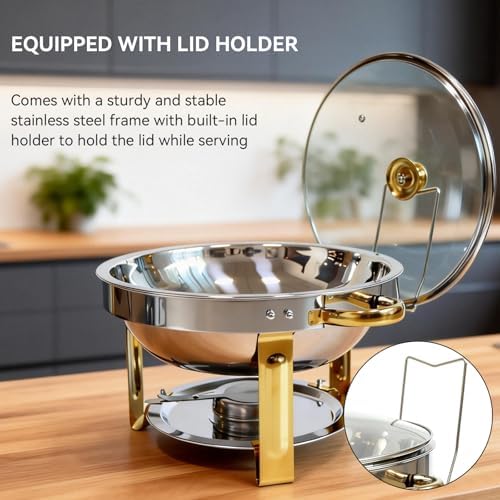 6QT Chafing Dishes Buffet, Food Warmers for Parties with Glass Lid, 4 Pack - Image 5