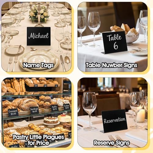 50 Pack Food Labels for Party Buffet, 4" x 3" Mini Chalkboard Signs for Food, Reusable PVC Foods Signs for Buffet, Catering Supplies Buffets Display for Foods Display, Pastry Tags, Price Tag, Name Tag - Image 7