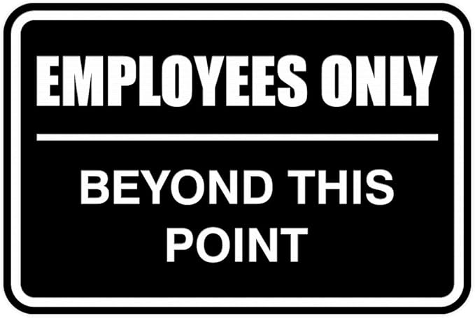 All Quality Classic Framed Employees Only Beyond This Point Wall or Door Sign | Easy to Install Business Signage - Small (Black-White) 1 Pack