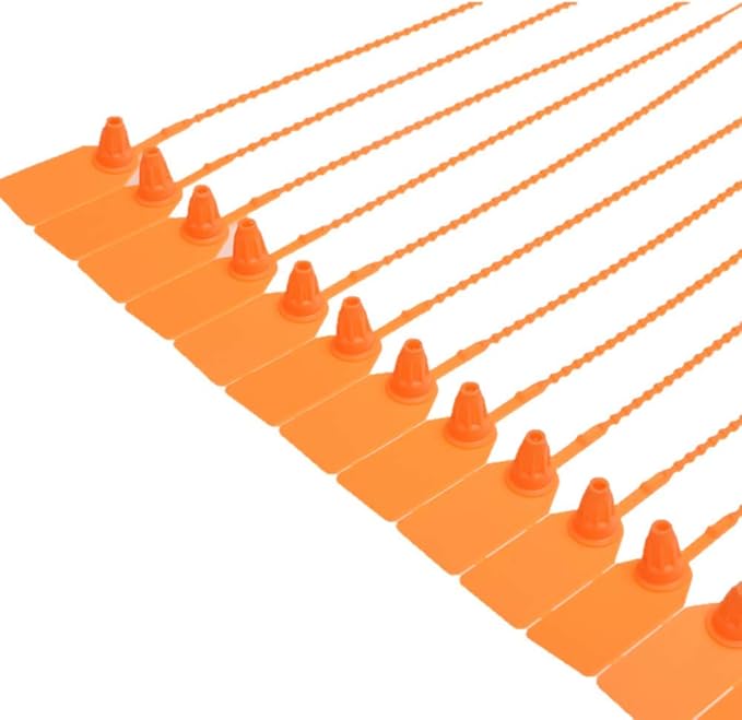 Plastic Security Seals 9.84“ Tamper Proof Self Locking Security Tags Pull-Tite Signage Ties Numbered Orange Pack of 100 PCS