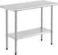 ROCKPOINT Stainless Steel Table for Prep & Work 18x36 Inches, NSF Metal Commercial Kitchen Heavy Duty Table with Adjustable Under Shelf and Table Foot for Restaurant, Home and Hotel