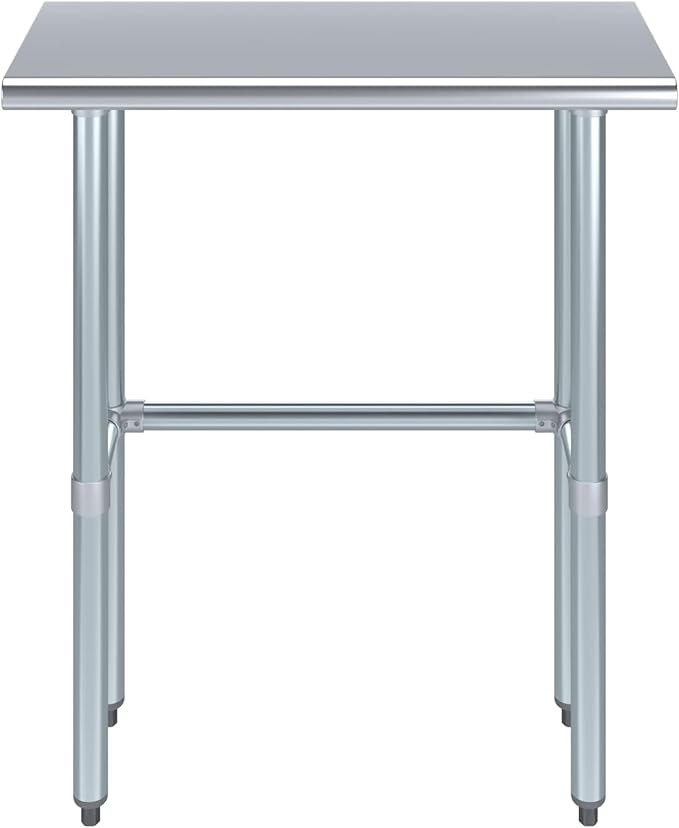 AmGood Stainless Steel Work Table Open Base | NSF Kitchen Island Food Prep | Laundry Garage Utility Bench (30" Long X 14" Deep)
