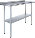 AmGood 48" Long x 18" Deep Stainless Steel Work Table with 1.5" Backsplash | Metal Kitchen Food Prep Table | NSF