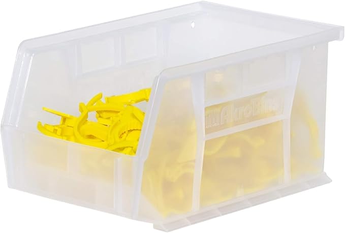 Akro-Mils 30237 AkroBins Plastic Storage Bins, Space-Saving Stackable Bins for Garage, Pantry, Craft Organization, 9-" x 6-" x 5-", Clear, 12-Pack