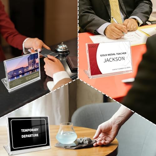 2 Pack 4x6 Inch Small Sign Holder Horizontal, Double-Sided Usage with Swivel Base for Table Display, for Office, Store, Restaurant, Retail Counters, for Name Sign, Price Message Board, Note - Image 6