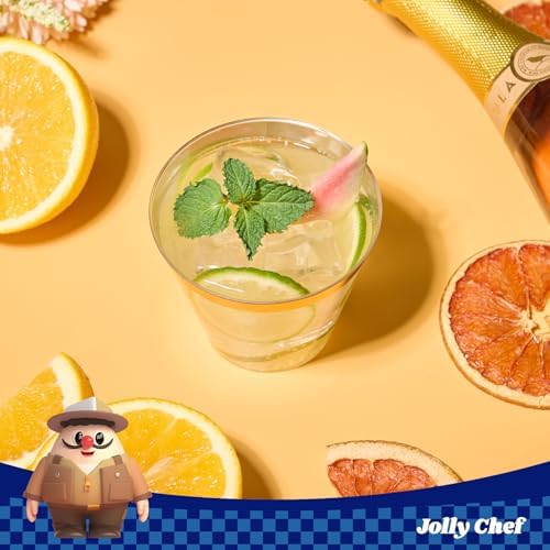JOLLY CHEF Gold Rimmed Plastic Cups, 9 oz Clear Party Tumblers 100 Pack - Image 3