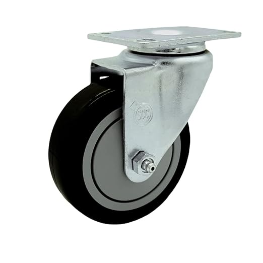 Service Caster Brand Replacement Caster for Uline Caster H-7448S - Stainless Steel Swivel Top Plate Caster with 4 Inch Black Polyurethane Wheel - Fits Carts and Platform Trucks H-3352