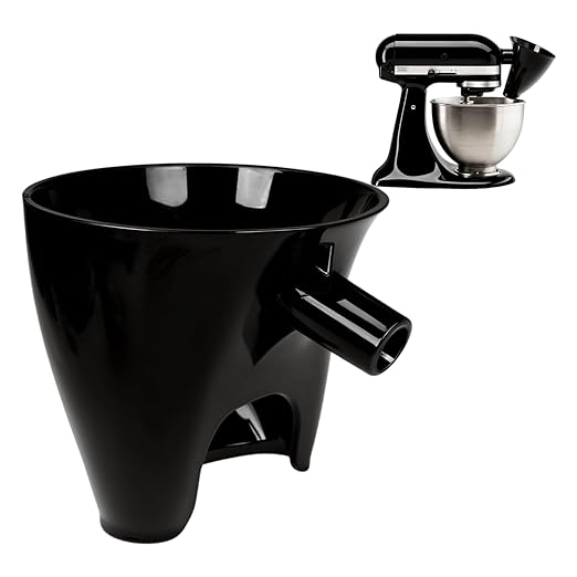 Flour Funnel for Kitchen Aid Mixer, Mess-Free Pouring Flour Funnel for Stand Mixer, Fits Artisan KSM150 5 Quart Tilt-Head for Egg Liquid and Both Flour, Durable Baking Kitchen Accessories (Black)