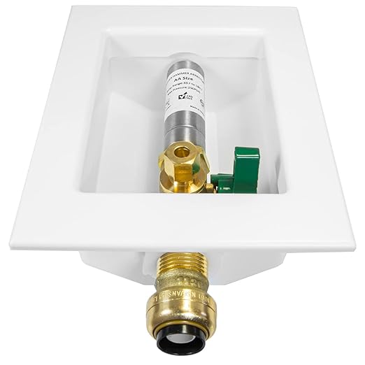 EFIELD Push-fit Ice Maker Outlet Box, 1/2-Inch Push-Fit Connection with Stainless Steel Hammer Arrestor, Installed 1/4-Turn Ball Valve,(IM015)