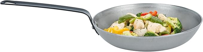 Restaurantware Fry Pan 1 Pack of 10.2 Inches Carbon Steel Non-Stick Searing Pan With Ergonomic Handle Silver For Sauteing and Omelets