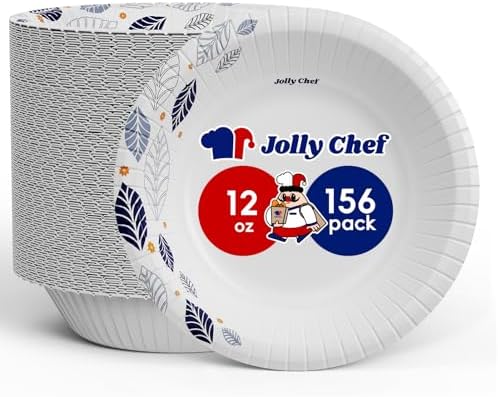 JOLLY CHEF 156 Count Paper Bowls with Leaf Floral Print 12 oz by JOLLYCHEF