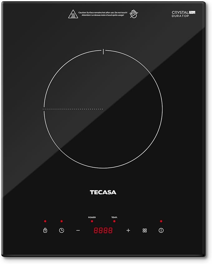 Built-in Induction Cooktop, TECASA 1800W Induction Hob Sensor Touch with 9 Power Levels, 120V Plug-in Single Stove Top Burner with Kids Lock & Timer for Apartment