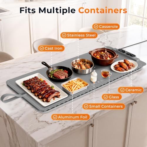 Warming Mat for Food， Extra Large 37"x15", 7 Heat Levels, 8 Hour Timer - Image 5