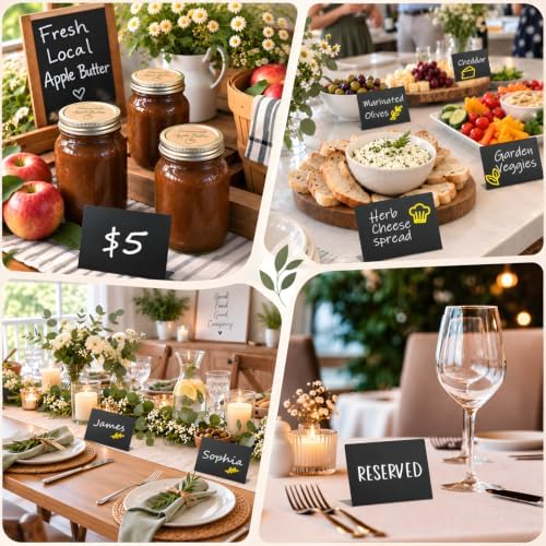 12 Pcs Food Labels for Party Buffet 4"x3" Mini Chalkboard Signs for Food - Image 6