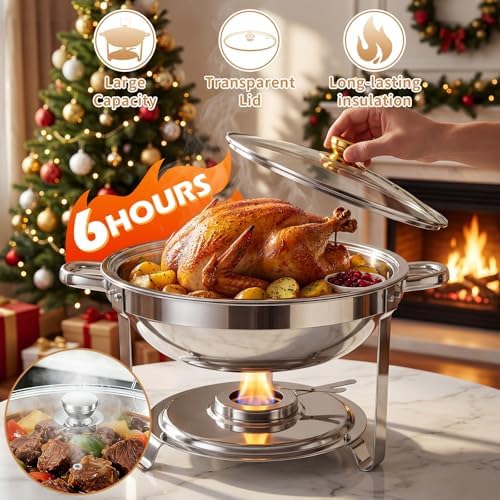 ALSO GO 4Pack Round 7QT Stainless Steel Chafing Dishes for Buffet - Image 3