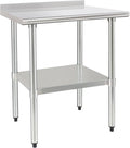 HARDURA Stainless Steel Table Prep & Work Table 24 x 36 Inches NSF Heavy Duty Commercial with Undershelf and Backsplash for Restaurant Kitchen Home and Hotel