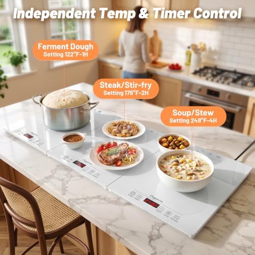 Chezerra Electric Warming Tray, 3-in-1 Food Warmer for Buffets Party, White - Image 3