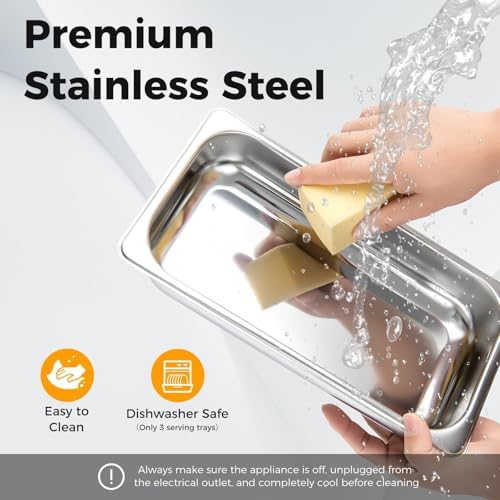 COSTWAY Buffet Servers and Warmers, 2 in 1 Electric Warming Tray - Image 6