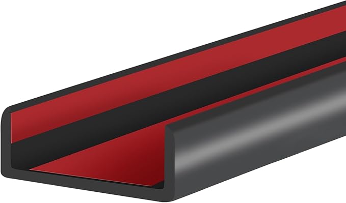 Rubber Edge Trim, 1-3/4 inches Self-Adhesive U Channel Edge Protector for Woods, Flexible U Shaped Peel and Stick Edge Banding, Edge Guard, Fit 1.75"(44mm), 20Ft, Black