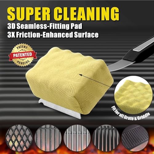 GRILLART Grill Brush Bristle Free, Replaceable BBQ Cleaning Head (No Handle), Safe Replacement Cleaning Pad for Cast Iron/Stainless-Steel Grates - Black - Image 3