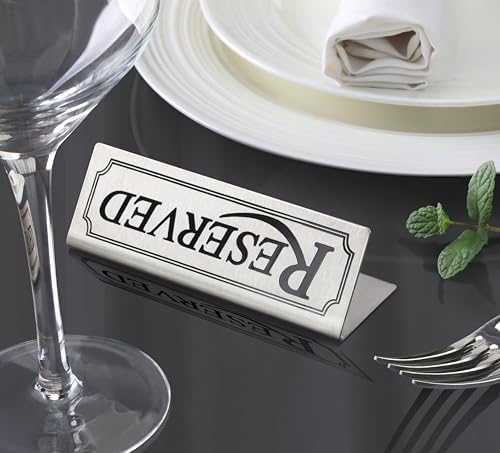 New Star Foodservice Stainless Steel Reserved Table Tent Sign, Silver, 4 by 1.5-Inch, Set of 2 - Image 5