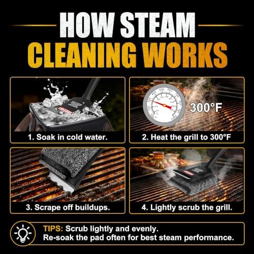 GRILLART Grill Brush Bristle Free, SteamWizards [Safe & Efficient] Grill Cleaner Brush for All Grill Grates, Replaceable Pad BBQ Grill Brush for Outdoor Grill, Grill Accessories, Gifts for Men/Dad - Image 6