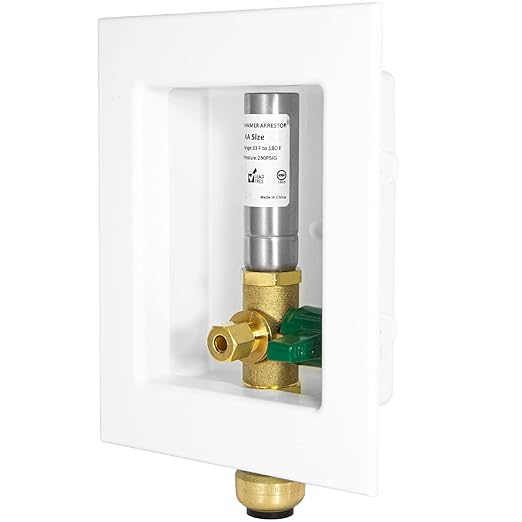 EFIELD Push-fit Ice Maker Outlet Box, 1/2-Inch Push-Fit Connection with Stainless Steel Hammer Arrestor, Installed 1/4-Turn Ball Valve,(IM015)