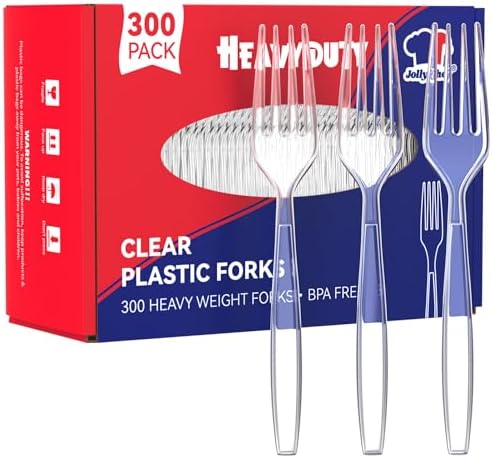 JOLLY CHEF 300 Count Plastic Forks Disposable Cutlery Clear 7.1" by JOLLYCHEF