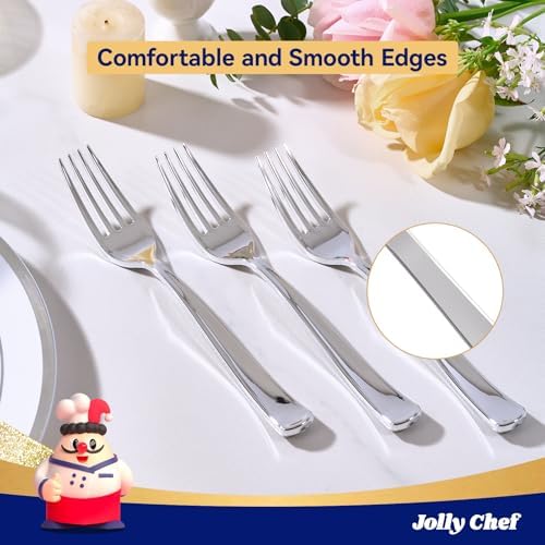 JOLLY CHEF Plastic Forks 7.28 Inch, Silver Plastic Forks 125 Count - Image 5