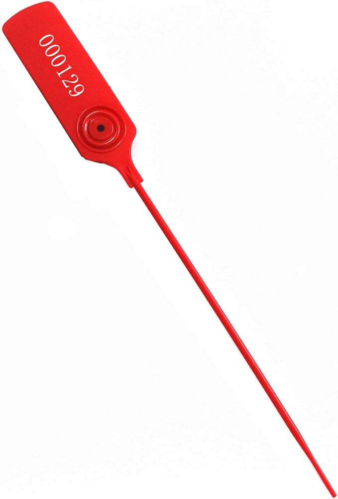 Pull-tite Security Seal Tamper Resistant Tags Plastic Padlock Sign Ties Numbered (Red, 100pcs)