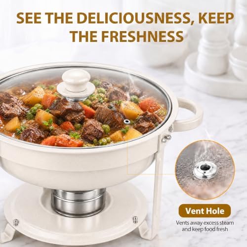 6QT White Chafing Dishes for Buffet, 4-Pack Round Chafers Sets - Image 3