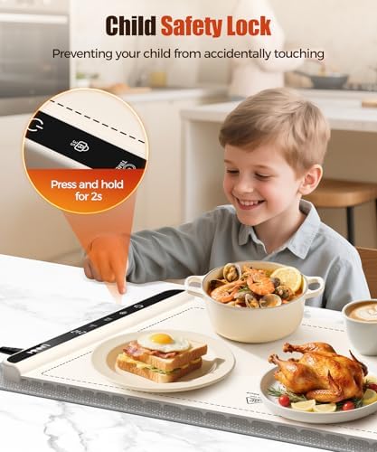 Warming Mat for Food, 36x15 Inch,White, Fast Heat, Child Lock - Image 7